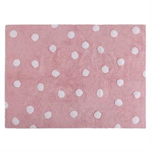 Lorena Canals Eksklusive børnetæpper polka dots pink white 120x160 cm