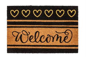 Dørmåtte Coco Glitter Welcome Hearts i 40 x 60 cm