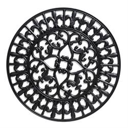 Dørmåtte i flot design rund lily i Ø 60 cm