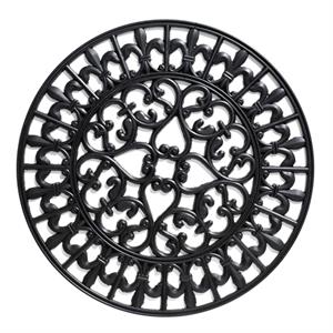 Dørmåtte i flot design rund lily i Ø 60 cm