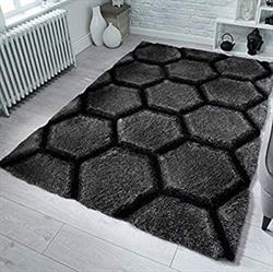 Flair Rugs Shaggy Verge Honeycomb Charcoal i 120 x 170 cm