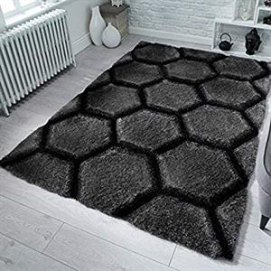 Flair Rugs Shaggy Verge Honeycomb Charcoal i 160 x 230 cm