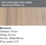 Ask rustik plank i hvid matlak børstet overflade lim i fer og not