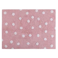 Lorena Canals Eksklusive børnetæpper polka dots pink white 120x160 cm