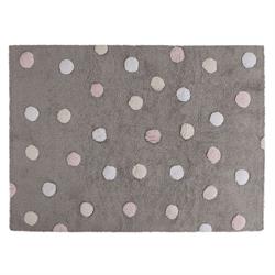 Lorena Canals Eksklusive børnetæpper polka dots grå pink 120x160 cm