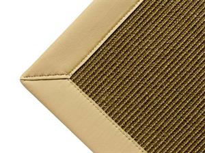Sisal Salvador tweed 007 tæppe med kantbånd i beige læder