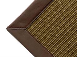 Sisal Salvador tweed 007 tæppe med kantbånd i brown læder