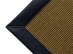 Sisal Salvador tweed 007 tæppe med kantbånd i sort læder
