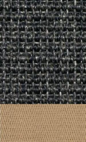 Sisal Salvador anthrazit 040 tæppe med kantbånd i beige 002