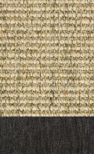 Sisal Salvador birke 086 tæppe med kantbånd i Mønstret sort