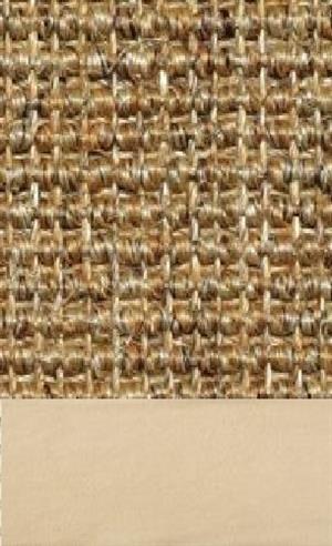 Sisal Salvador cork 080 tæppe med kantbånd i microfiber creme