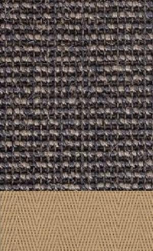 Sisal Salvador dunkelgrau 042 tæppe med kantbånd i beige 002