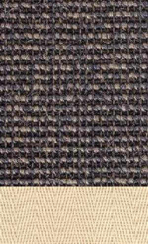 Sisal Salvador dunkelgrau 042 tæppe med kantbånd i natur farve 000