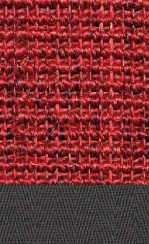 Sisal Salvador rød 010 tæppe med kantbånd i granit 045