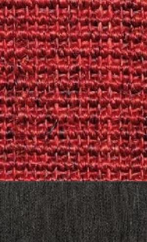Sisal Salvador rød 010 tæppe med kantbånd i Mønstret sort