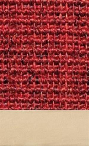 Sisal Salvador rød 010 tæppe med kantbånd i microfiber creme