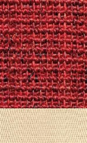 Sisal Salvador rød 010 tæppe med kantbånd i natur farve 000