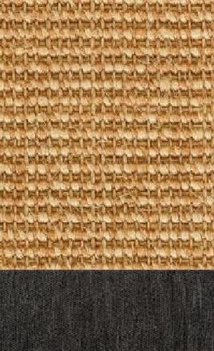 Sisal Salvador sand 065 tæppe med kantbånd i Mønstret sort