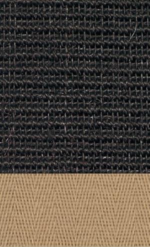 Sisal Manaus sort 044 tæppe med kantbånd i beige 002