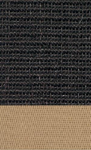 Sisal Manaus sort 044 tæppe med kantbånd i beige 002
