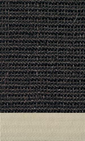 Sisal Manaus Sort 044 tæppe med kantbånd i elfenbein