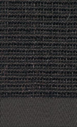 Sisal Manaus Sort 044 tæppe med kantbånd i granit 045