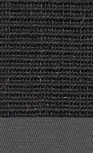 Sisal Manaus Sort 044 tæppe med kantbånd i grau 042