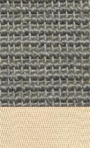 Sisal Salvador stahl 047 tæppe med kantbånd i natur farve 000