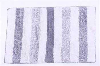 Bademåtte i grå med striber i størrelse 50 x 80 cm