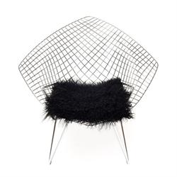 Tibetansk lammeskindshynde i sort i 37 x 37 cm