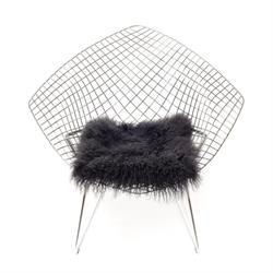 Tibetansk lammeskindshynde i charcoal i 37 x 37 cm