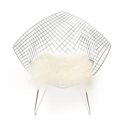 Tibetansk lammeskindshynde i Hvid i 37 x 37 cm