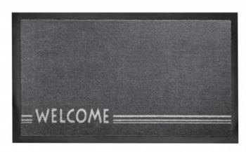 Dørmåtte  i flot design welcome lines grey