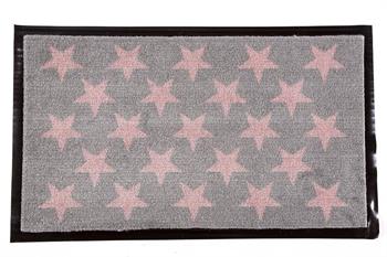 Dørmåtter smuds grå med lyserøde stjerner 45 x 75 cm
