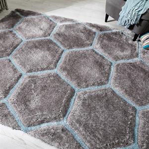 Flair Rugs Shaggy Verge Honeycomb Grey duck egg i 160 x 230 cm