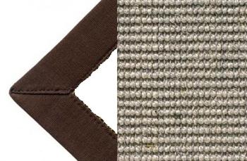 Sisal grå 014 tæppe med kantbånd i sort farve