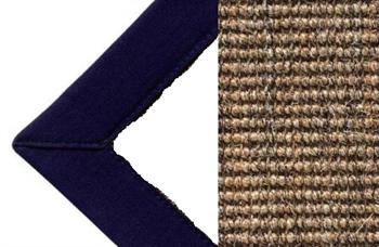 Sisal tweet 007 tæppe med kantbånd i Dark blue farve